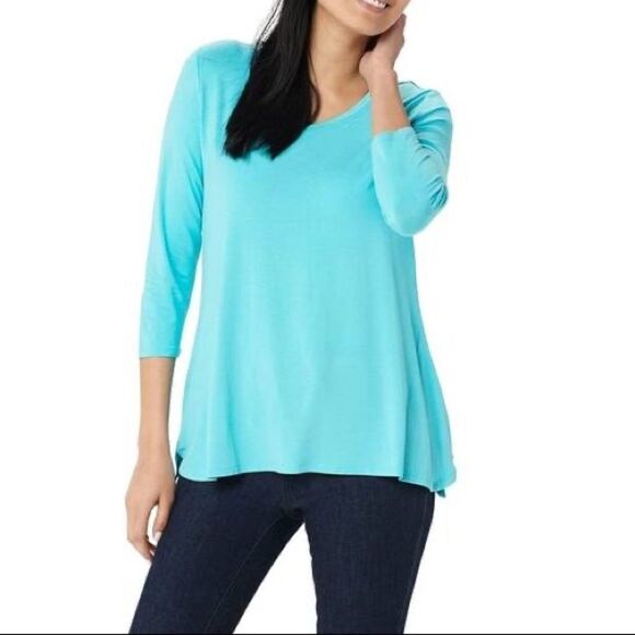 H by Halston Essentials 3/4-Sleeve Shirttail Top - Picture 1 of 1